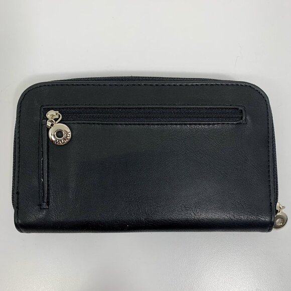 MUNDI Black Leather Zip Around Snap Check Book Organizer Clutch Wallet EUC - Picture 6 of 10